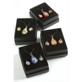 Cam Sanatı Murano Kutulu Set Kolye-Renkli