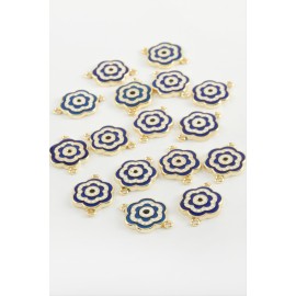 Çiçek Çift Kulplu Mineli Bileklik ve Kolye Ucu Aparatı 1 Adet-Mavi