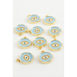 Göz Tek Kulp Mineli Bileklik ve Kolye Ucu Aparatı 1 Adet-Açık Mavi