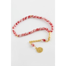 Mısır Kesim Cam Taş Tesbih 7 mm-Beyaz