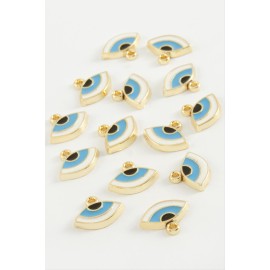 Göz Tek Kulplu Mineli Bileklik ve Kolye Ucu Aparatı 1 Adet-Açık Mavi