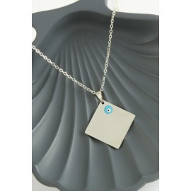 Altıgen İsim Yazılabilir Kolye-Gümüş Rengi