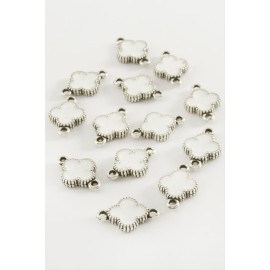 Çiçek Çift Kulplu Mineli Bileklik ve Kolye Ucu Aparatı 1 Adet-Beyaz