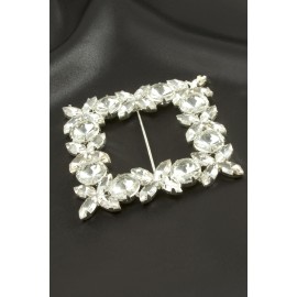 Çiçek Kare Taşlı Kemer Tokası-Sarı