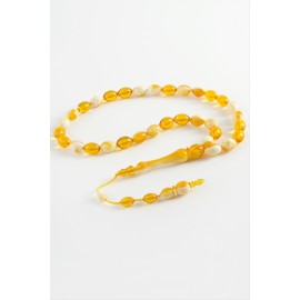 Zeytin Şekilli Plastik Tesbih 8X11 mm-Sarı