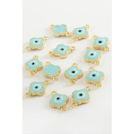 Çiçek Çift Kulplu Mineli Bileklik ve Kolye Ucu Aparatı 1 Adet-Turkuaz