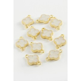 Çiçek Çift Kulplu Mineli Bileklik ve Kolye Ucu Aparatı 1 Adet-Krem