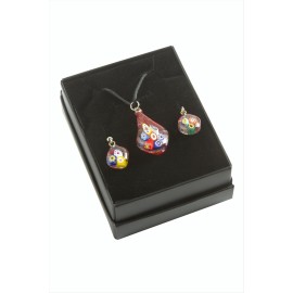 Cam Sanatı Murano Kutulu Set Kolye-Renkli