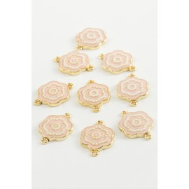 Çiçek Çift Kulplu Mineli Bileklik ve Kolye Ucu Aparatı 1 Adet-Pembe