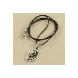 Atatürk Metal Vinlex Deri Kolye-Gümüş Rengi