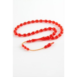 Zeytin Şekilli Plastik Tesbih 8X11 mm-Kırmızı