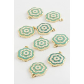 Çiçek Çift Kulplu Mineli Bileklik ve Kolye Ucu Aparatı 1 Adet-Turkuaz