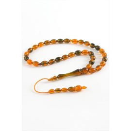 Zeytin Şekilli Plastik Tesbih 8X11 mm-Kiremit