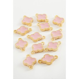 Çiçek Çift Kulplu Mineli Bileklik ve Kolye Ucu Aparatı 1 Adet-Açık Pembe