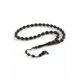 Zeytin Şekilli Plastik Tesbih 8X11 mm-Siyah