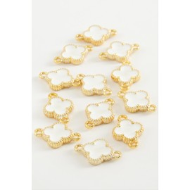 Çiçek Çift Kulplu Mineli Bileklik ve Kolye Ucu Aparatı 1 Adet-Beyaz