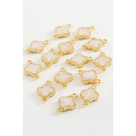 Çiçek Çift Kulplu Mineli Bileklik ve Kolye Ucu Aparatı 1 Adet-Krem