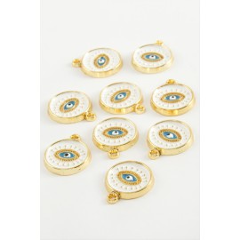 Göz Tek Kulp Mineli Bileklik ve Kolye Ucu Aparatı 1 Adet-Beyaz