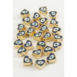 Kalp Göz Mineli Bileklik ve Kolye Ucu Aparatı 1 Adet-Lacivert