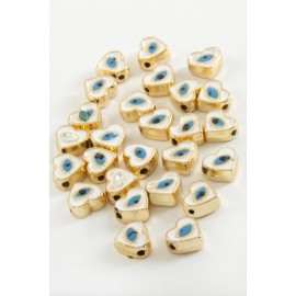 Kalp Göz Mineli Bileklik ve Kolye Ucu Aparatı 1 Adet-Beyaz