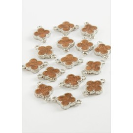 Çiçek Çift Kulplu Mineli Bileklik ve Kolye Ucu Aparatı 1 Adet-Kahverengi