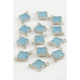 Çiçek Çift Kulplu Mineli Bileklik ve Kolye Ucu Aparatı 1 Adet-Açık Mavi