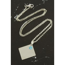 Altıgen İsim Yazılabilir Kolye-Gümüş Rengi