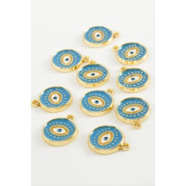 Göz Tek Kulp Mineli Bileklik ve Kolye Ucu Aparatı 1 Adet-Mavi