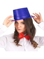 Mavi Renk Parıltılı Simli Fötr Silindir Parti Şapkası