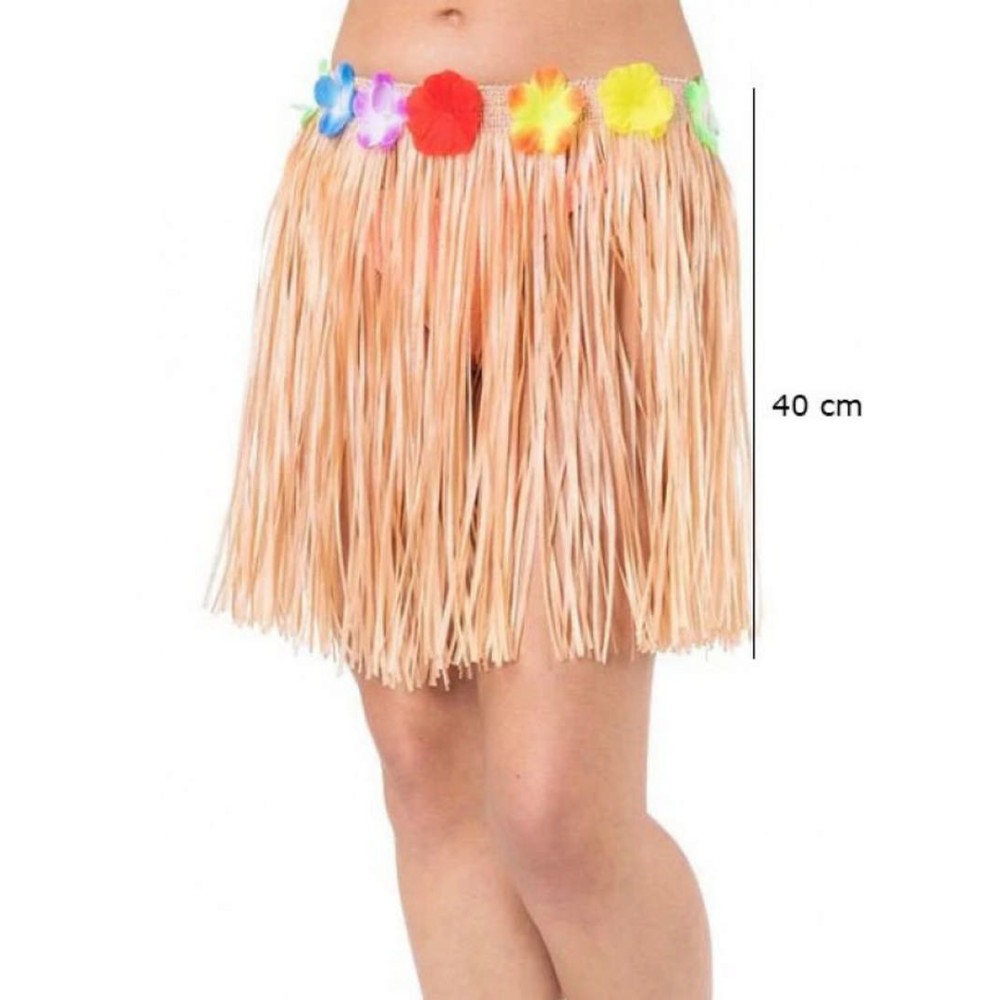 Yetişkin ve Çocuk Uyumlu Saman Renk Püsküllü Hawaii Luau Hula Etek 40 