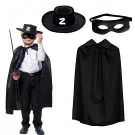 Zorro Pelerini Şapkası ve Maske Seti Çocuk Boy