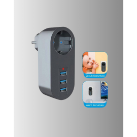 Termal Akım Korumalı 3 USB'li Güvenli Priz – Akıllı Akım Dengeleme