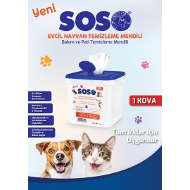 1 adet X 250 Yaprak - Soso Kova Evcil Hayvan Kedi Köpek Pati ve Vücut Temizleme Mendili