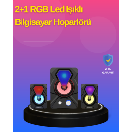 2.1 Kanal RGB LED Oyun Hoparlörü Subwoofer Destekli