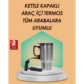 Araç İçi Isıtıcı Termos Bardak Paslanmaz Çelik