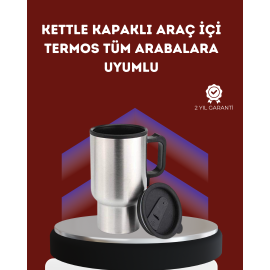 12V Çakmak Girişli Araç İçi Isıtıcı Paslanmaz Çelik Bardak