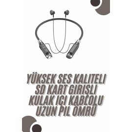 120 Saat Bluetooth Kulaklık Kablolu Boyun Askılı SD Kart Girişli ANC Özellikli