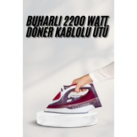 Yeni Nesil Kırmızı Buharlı Ütü 2200 Watt Seramik Tabanlı Yüksek Buhar Gücü