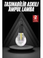 3 Farklı Mod LED'li Şarjlı Asma Kancalı Kamp Lambası Taşınabilir Ampul