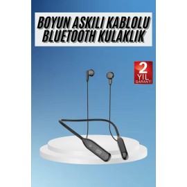 Boyun Bantlı Kablolu Yüksek Ses Kaliteli Bluetooth Kulaklık Uzun Pil Ömrü 100 saat sarj
