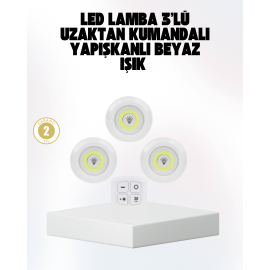 Kablosuz Gün Işığı 3’lü LED Spot Lamba Kumandalı