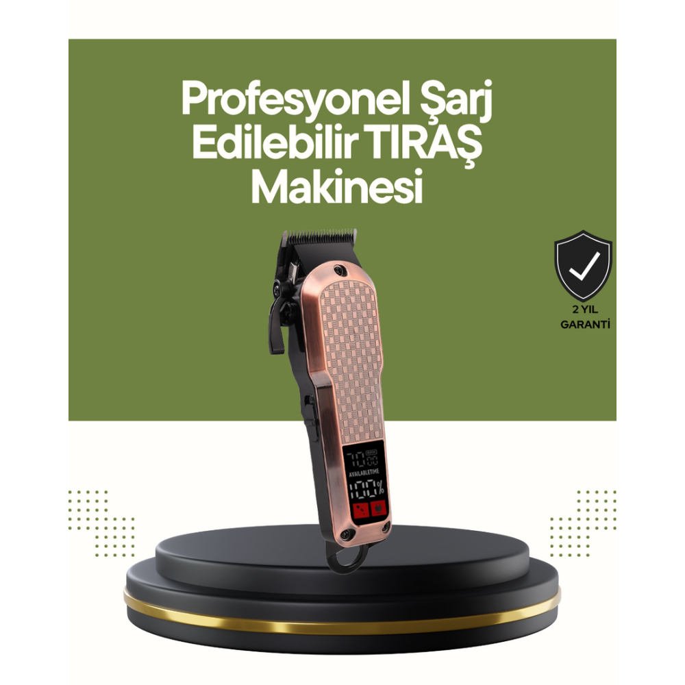 Şarjlı Saç Kesme Makinesi – 4 Kademeli Ayar, LCD Ekran ve Hızlı Şarj Desteği