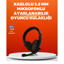 Stereo Kırmızı Gaming Kulaklığı Yumuşak Pedli Mikrofonlu