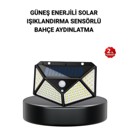 Solar Bahçe Lambası 100 LED Hareket Sensörlü Güneş Enerjili Aydınlatma