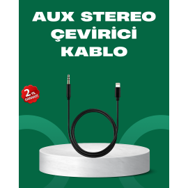 Lightning to 3.5mm Aux Ses Dönüştürücü Kablo 1 Metre Stereo Uyumlu