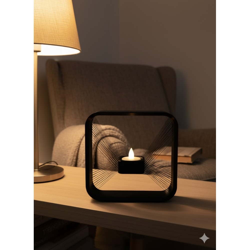 Kare Askılı Mumluk Duvara Asılan Şık Dekoratif Mumluk 16×16 cm