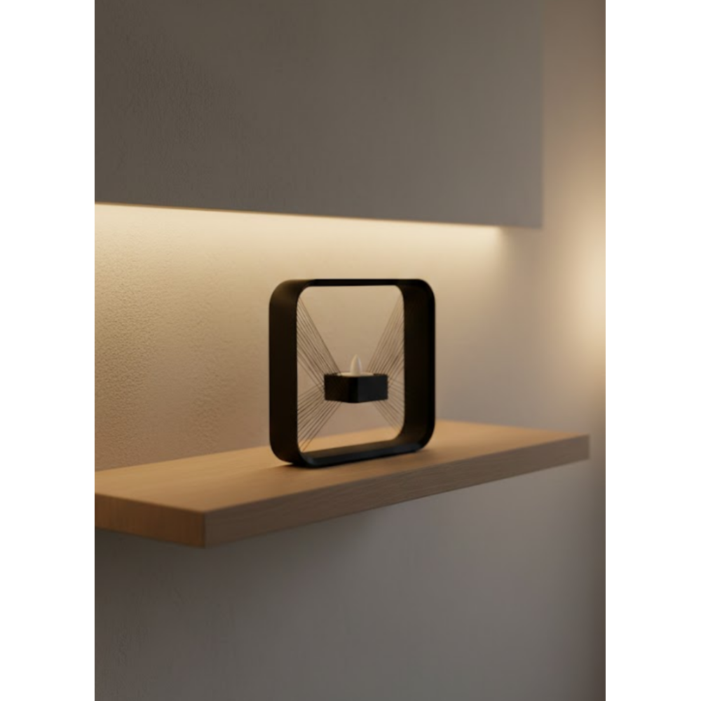 Askılı Kare Mumluk Duvar Dekoru Loş Salon ve Modern Mekanlar