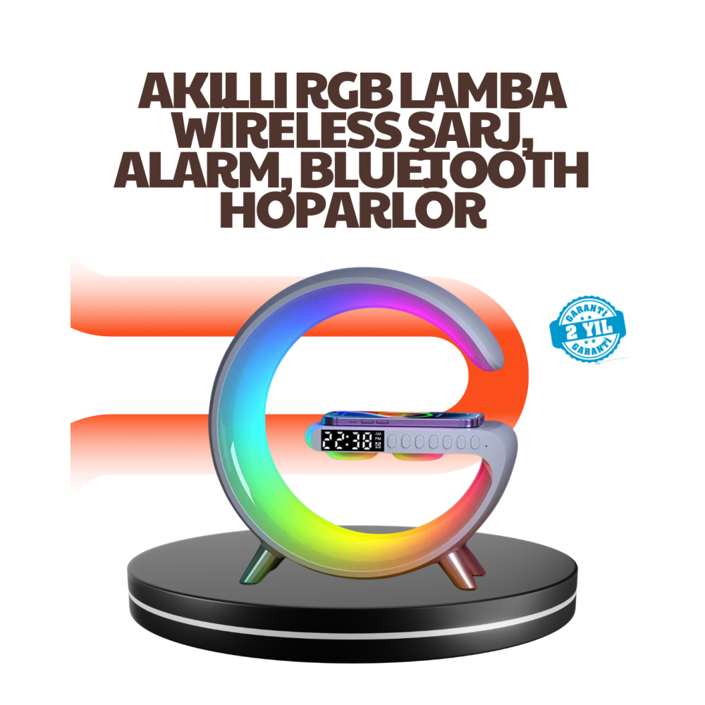 15W Hızlı Kablosuz Şarj Destekli Çok Fonksiyonlu Akıllı Masa Lambası