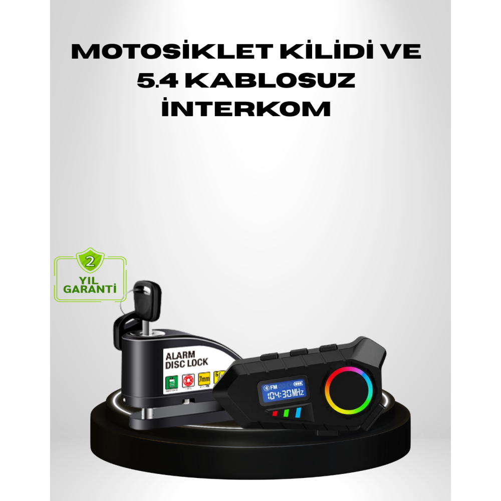 Motosiklet ve Günlük Kullanım İçin Bluetooth Hoparlör ve Disk Kilidi Seti