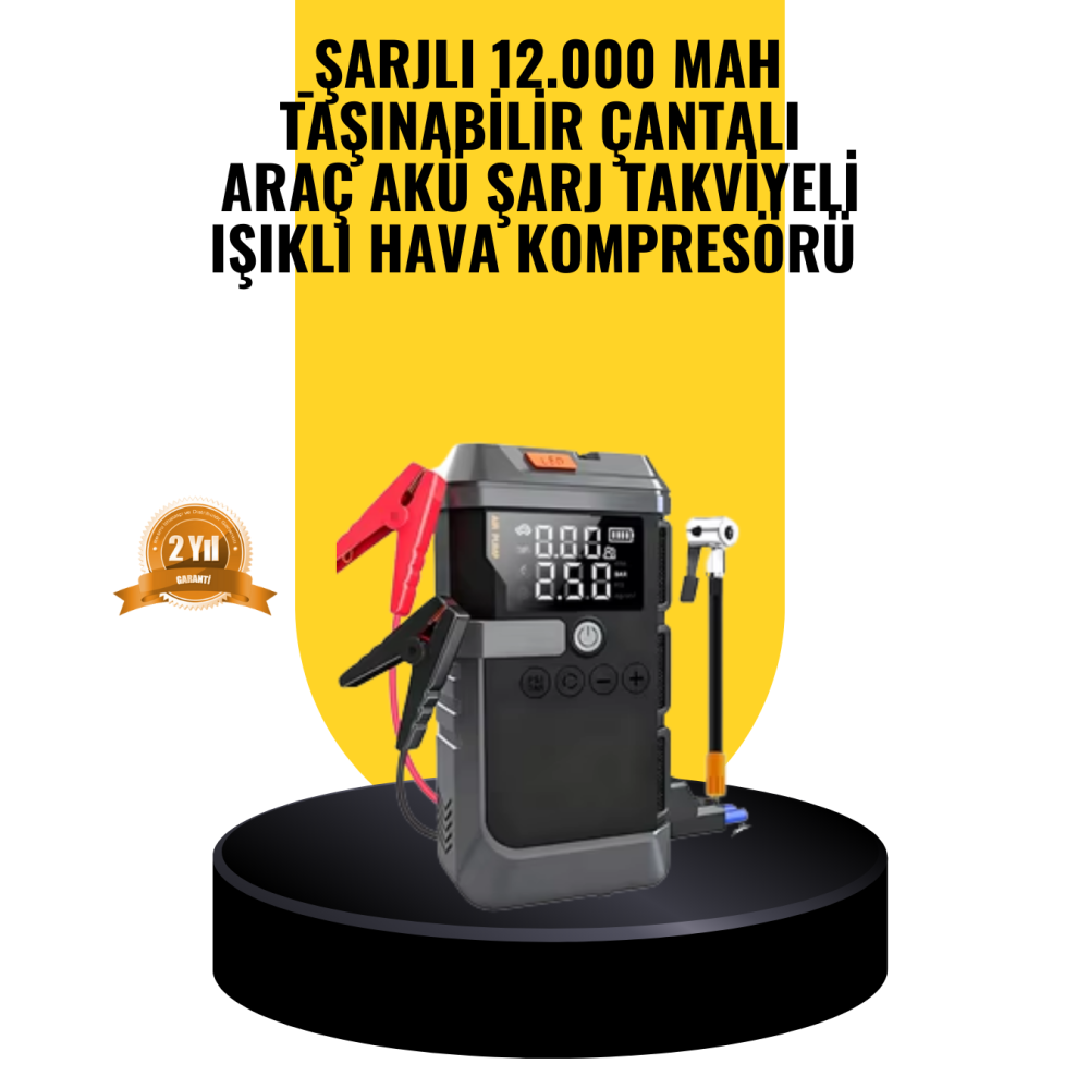 Işıklı Hava Kompresörlü Taşınabilir Akü Takviye Ünitesi